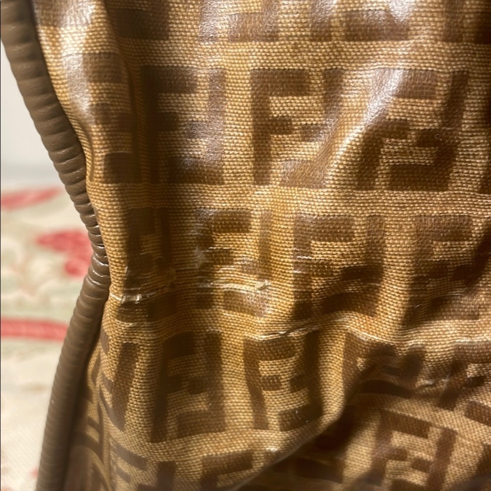 Fendi Zucca 48h Boston Brown Duffel Travel Bag with Monogram Design Unisex As Is - Picture 9 of 13